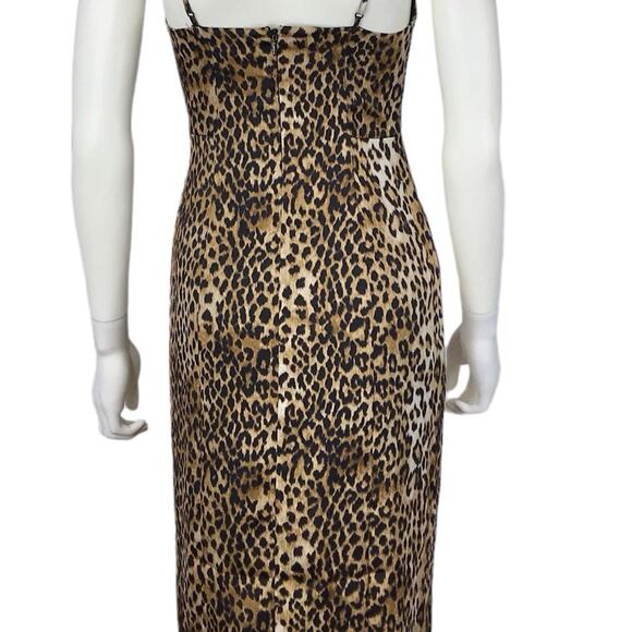 Express Leopard Animal Print Slip Midi Brow & Black V-neck Print Dress - Picture 7 of 8